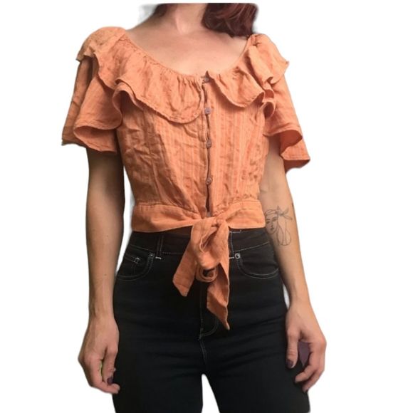 Free People Ruffle Top size Small - Picture 2 of 6
